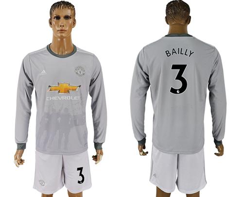 Manchester United #3 Bailly Sec Away Long Sleeves Soccer Club Jersey